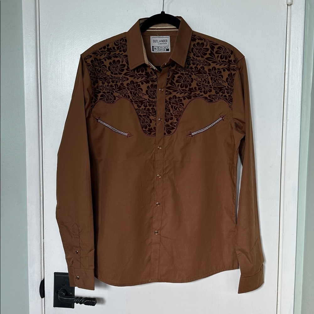 Rustic Brown Western pearl snap button down shirt